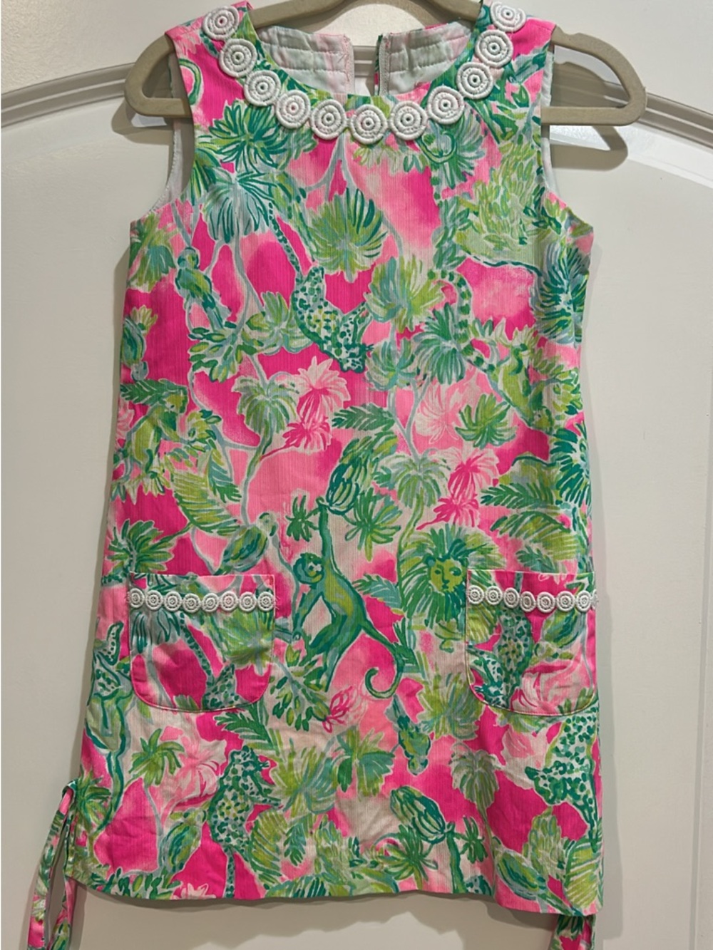 Lilly Pulitzer Pink Tropical Shift Dress with Green Leaf Print